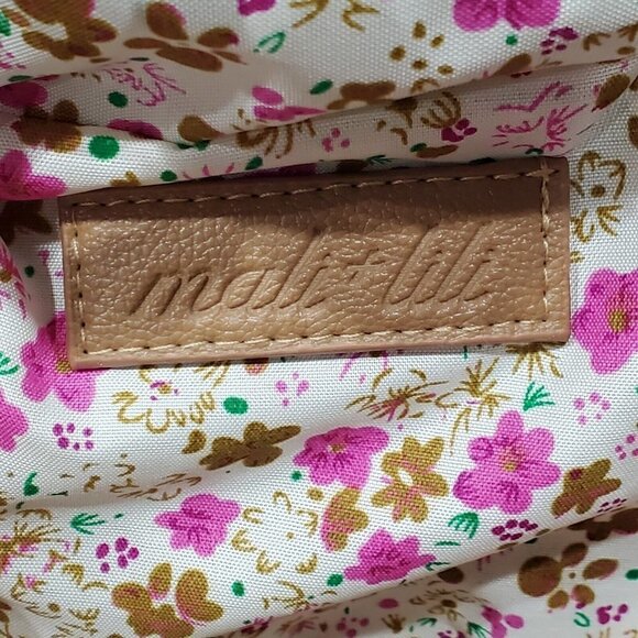 Mali + Lili Green Rattan Wicker Crossbody Bag Floral Lining Hexagon Shape - Picture 9 of 16